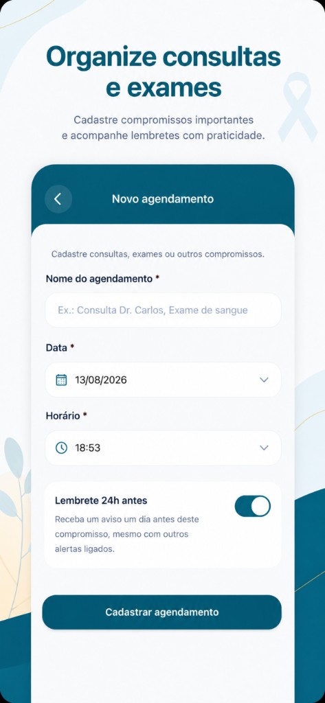 Cadastro de novo agendamento com lembrete 24h antes